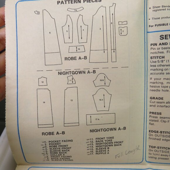 McCall's 2776 sewing pattern EASY Robe, nightgown Small Petite - Picture 5 of 10